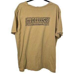 Mollusk‎ Surf T Shirt Mens XL Mustard USA Made Organic Cotton Floral Graphic